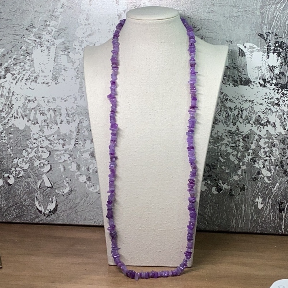 Purple Jadeite Long Chips Necklace